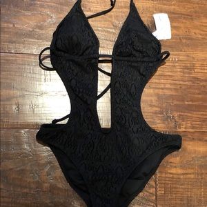 Forever 21 Swim Black One-Piece